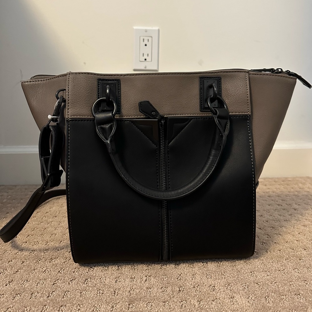 Danielle Nicole Leather Tote Bag in Brown and Black